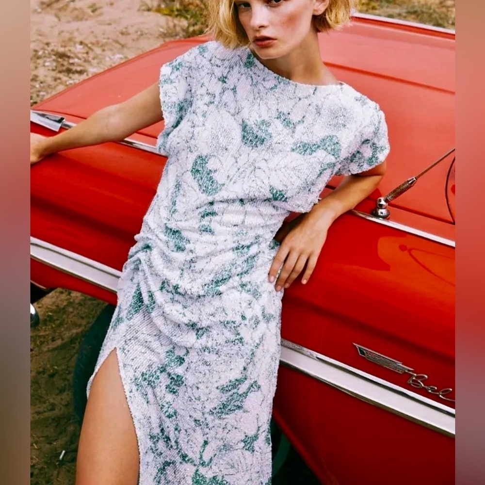 IN THE MOOD FOR LOVE Bercot Botanic Sequin Dress size S